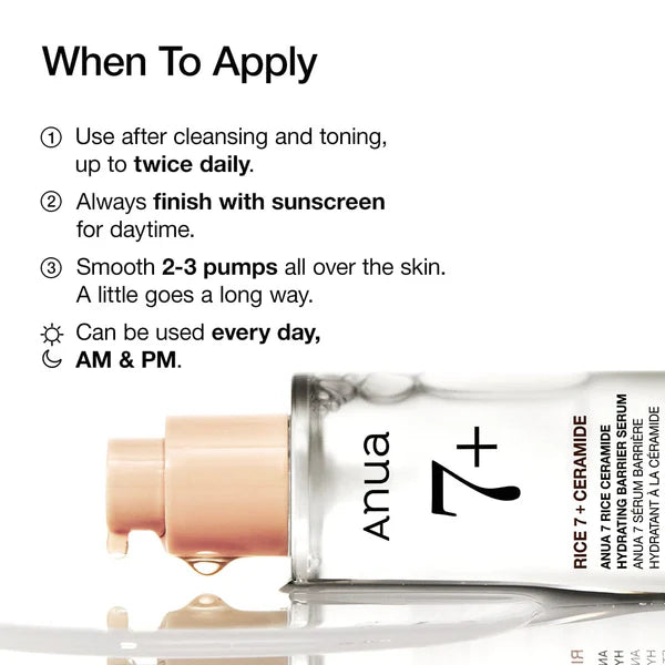 ANUA Rice Ceramide 7 Hydrating Barrier Serum 50ml When to Apply