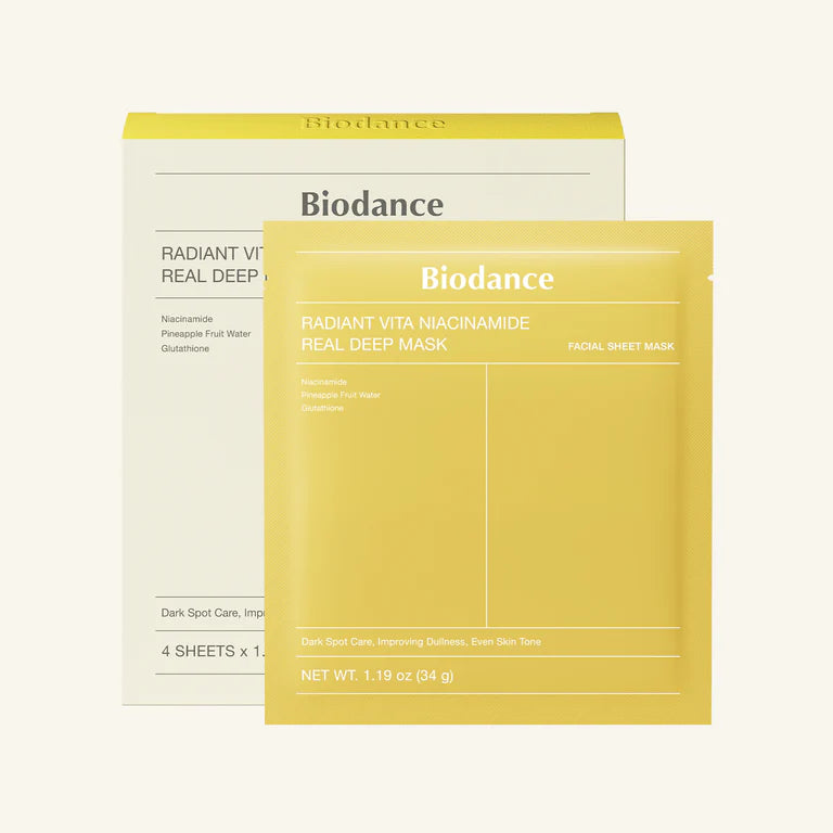 BIODANCE Radiant Vita Niacinamide Real Deep Mask 4 sheets UPC 8809937361466 Main image