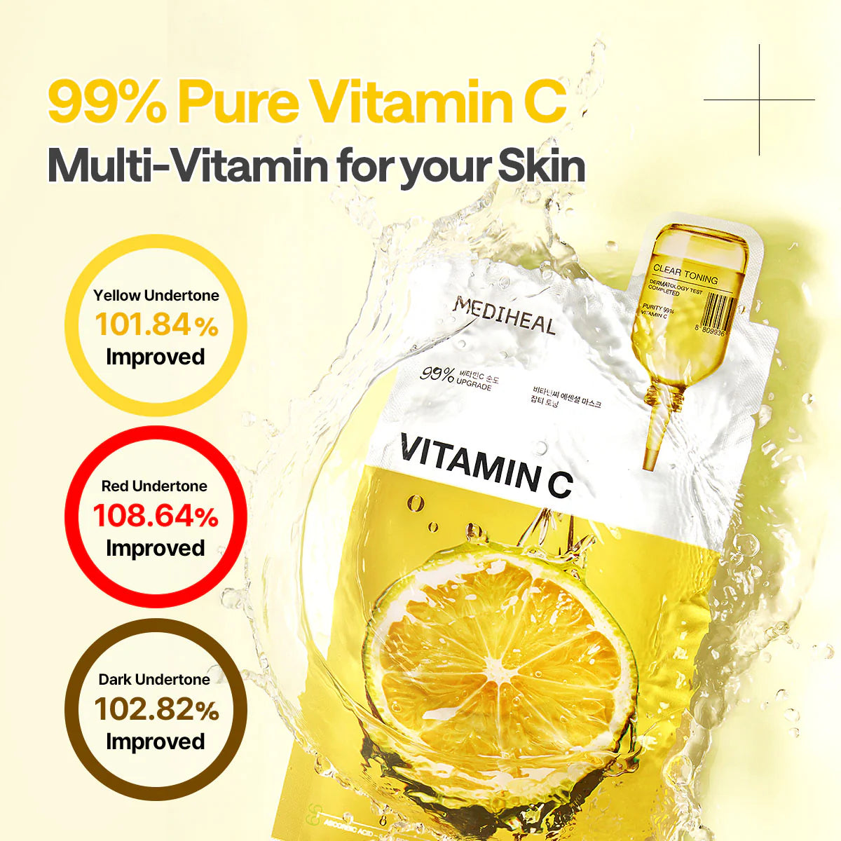 MEDIHEAL Vitamin C Essential Mask 1 box 10 pieces Key Ingredients
